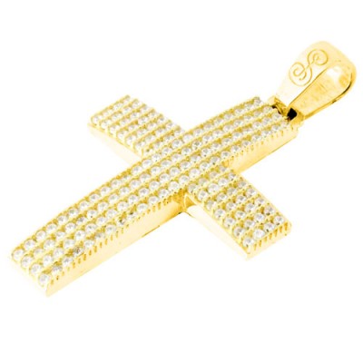 Χρυσός βαπτιστικός σταυρός Κ14 με αλυσίδα