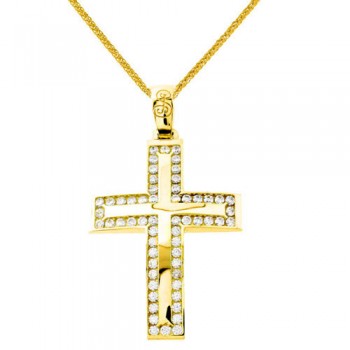 Χρυσός βαπτιστικός σταυρός Κ14 με αλυσίδα