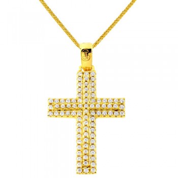 Χρυσός βαπτιστικός σταυρός Κ14 με αλυσίδα