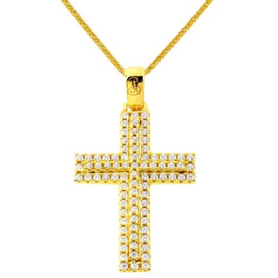 Χρυσός βαπτιστικός σταυρός Κ14 με αλυσίδα