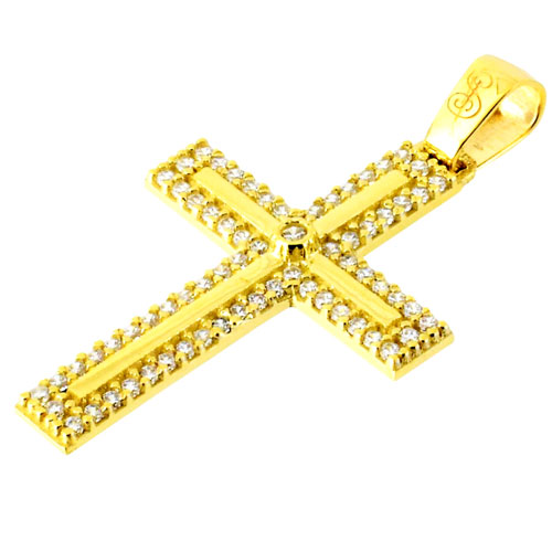 Χρυσός βαπτιστικός σταυρός Κ14 με αλυσίδα