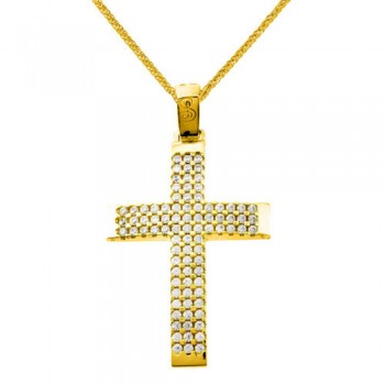 Χρυσός βαπτιστικός σταυρός Κ14 με αλυσίδα