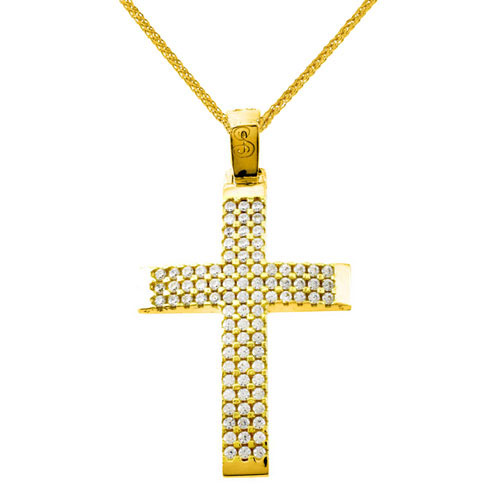 Χρυσός βαπτιστικός σταυρός Κ14 με αλυσίδα