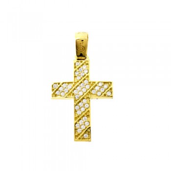 Χρυσός σταυρός Κ14 με ζιργκόν