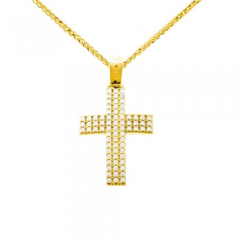 Χρυσός σταυρός Κ14 με αλυσίδα