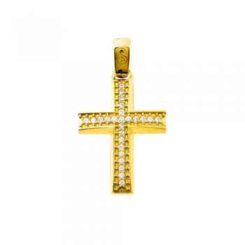 Χρυσός σταυρός Κ14 με ζιργκόν