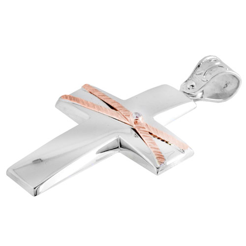 Λευκόχρυσος βαπτιστικός σταυρός Κ14 με αλυσίδα