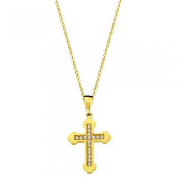 Χρυσός σταυρός Κ14 με αλυσίδα