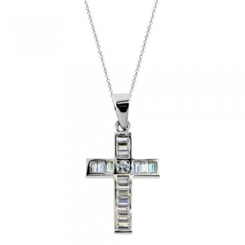 Λευκόχρυσος σταυρός Κ14 με αλυσίδα