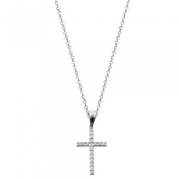 Λευκόχρυσος σταυρός Κ14 με αλυσίδα