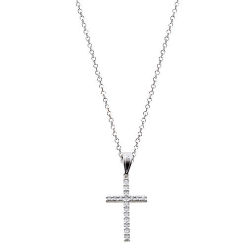 Λευκόχρυσος σταυρός Κ14 με αλυσίδα