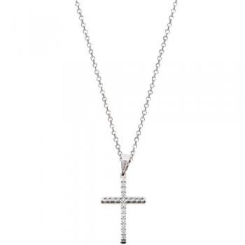 Λευκόχρυσος σταυρός Κ14 με αλυσίδα