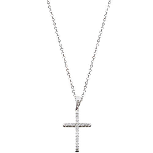 Λευκόχρυσος σταυρός Κ14 με αλυσίδα