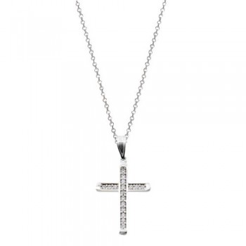 Λευκόχρυσος σταυρός Κ14 με αλυσίδα