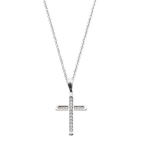 Λευκόχρυσος σταυρός Κ14 με αλυσίδα