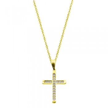 Χρυσός σταυρός Κ14 με αλυσίδα