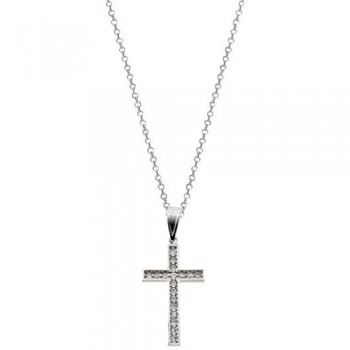Λευκόχρυσος σταυρός Κ14 με αλυσίδα