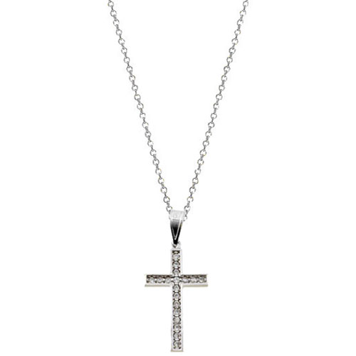 Λευκόχρυσος σταυρός Κ14 με αλυσίδα