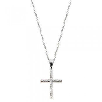 Λευκόχρυσος σταυρός Κ14 με αλυσίδα