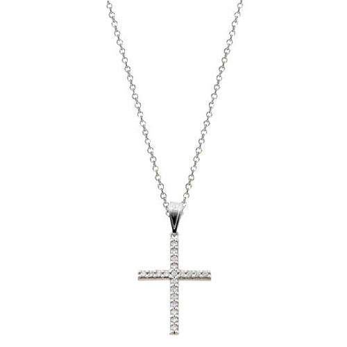 Λευκόχρυσος σταυρός Κ14 με αλυσίδα