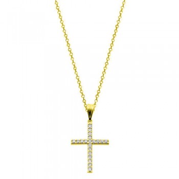 Χρυσός σταυρός Κ14 με αλυσίδα