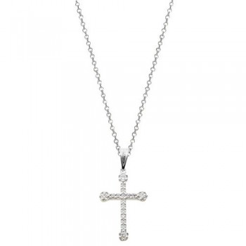 Λευκόχρυσος σταυρός Κ14 με αλυσίδα