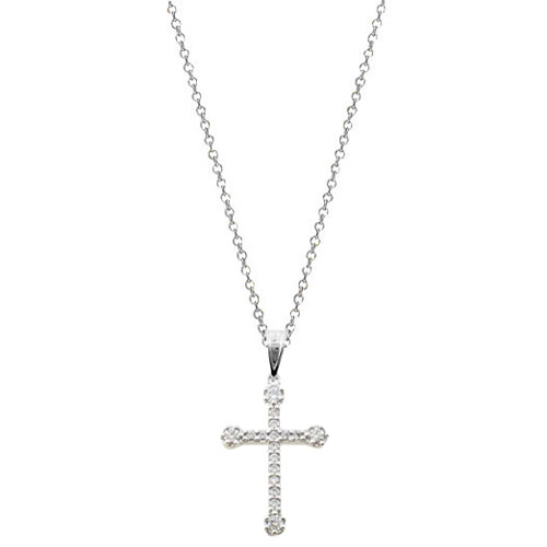 Λευκόχρυσος σταυρός Κ14 με αλυσίδα