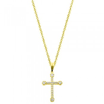 Χρυσός σταυρός Κ14 με αλυσίδα