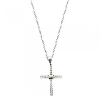 Λευκόχρυσος σταυρός Κ14 με αλυσίδα
