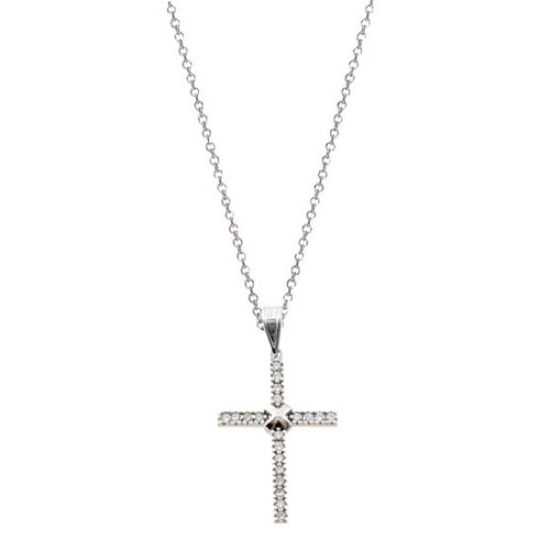 Λευκόχρυσος σταυρός Κ14 με αλυσίδα