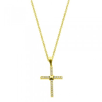 Χρυσός σταυρός Κ14 με αλυσίδα