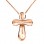 Χειροποίητος βαπτιστικός σταυρός από ροζ χρυσό Κ14 με αλυσίδα
