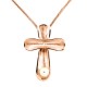 Χειροποίητος βαπτιστικός σταυρός από ροζ χρυσό Κ14 με αλυσίδα