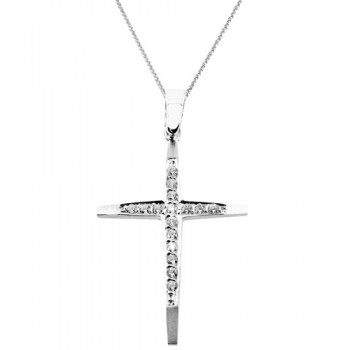 Λευκόχρυσος σταυρός Κ9 με αλυσίδα