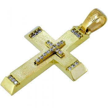 Χρυσός βαπτιστικός σταυρός Κ14 με αλυσίδα