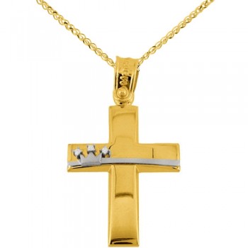 Χρυσός βαπτιστικός σταυρός Κ14 με αλυσίδα
