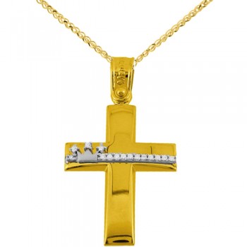 Χρυσός βαπτιστικός σταυρός Κ14 με αλυσίδα