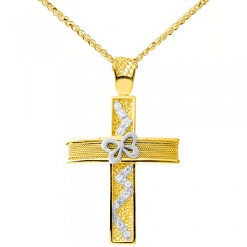 Χρυσός σταυρός Κ14 με αλυσίδα