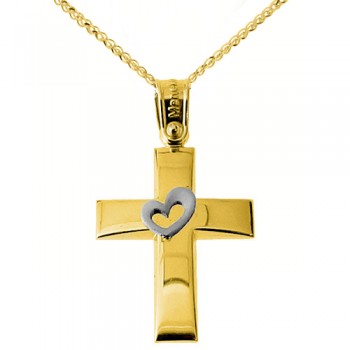 Χρυσός βαπτιστικός σταυρός Κ14 με αλυσίδα