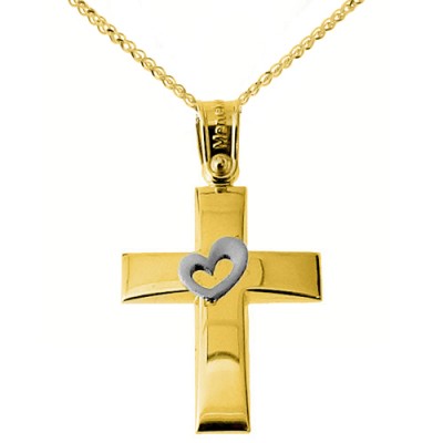Χρυσός βαπτιστικός σταυρός Κ14 με αλυσίδα