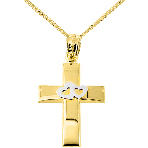 Χρυσός βαπτιστικός σταυρός  Κ14 με αλυσίδα