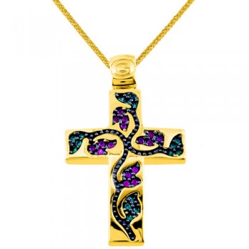 Χρυσός βαπτιστικός σταυρός Κ14 με αλυσίδα