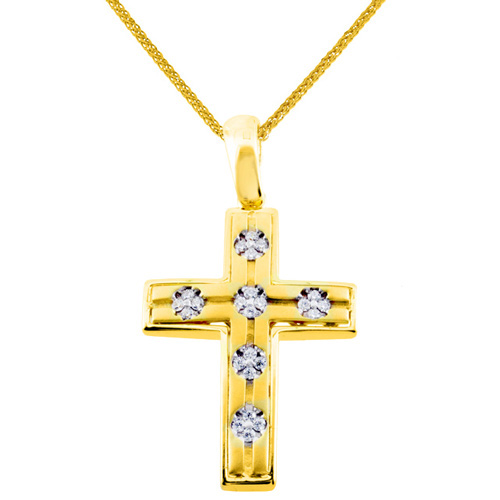 Χρυσός βαπτιστικός σταυρός Κ14 με αλυσίδα