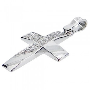 Λευκόχρυσος βαπτιστικός σταυρός Κ14 με αλυσίδα