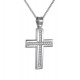 Λευκόχρυσος μασίφ βαπτιστικός σταυρός Κ14 με αλυσίδα