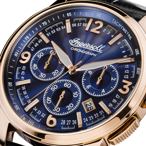 Ρολόι ανδρικό Ingersoll The Regent I00105 με δερμάτινο λουρί και μπλε σκούρο καντράν 