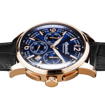 Ρολόι ανδρικό Ingersoll The Regent I00105 με δερμάτινο λουρί και μπλε σκούρο καντράν 