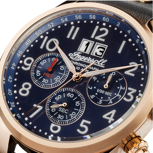 Ρολόι Ingersoll Delta χρονογράφος με μαύρο λουράκι I02401