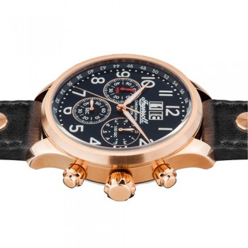 Ρολόι Ingersoll Delta χρονογράφος με μαύρο λουράκι I02401