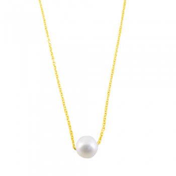 Χρυσό κολιέ Κ14 με μαργαριτάρι